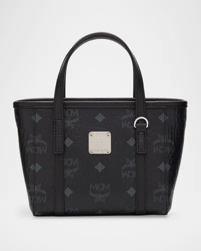 Mcm Toni Visetos Leather Shopper Shoulder Bag In Black