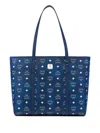 Mcm Toni Visetos Monogram Canvas Top-zip Tote Bag In Blue