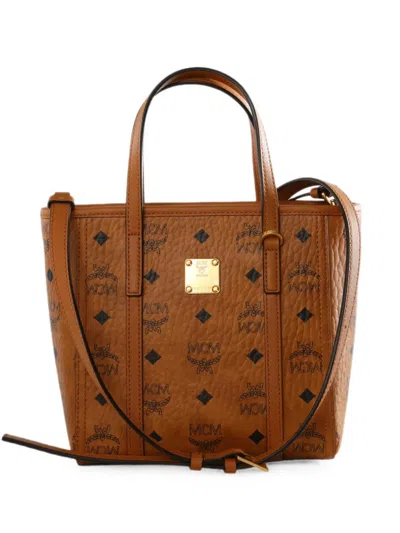 Mcm Toni Visetos-print Logo-plaque Tote Bag In 브라운