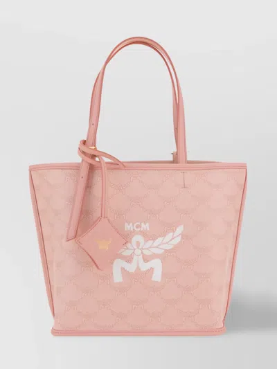 Mcm Top Handle Laurel Shoulder Bag With Embossed Pattern