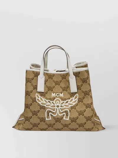 Mcm Top Handles Embroidered Design Tote Bags