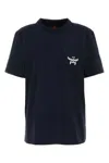 Mcm Loose Fit Cotton T-shirt With Ribbed Crew-neck In Blue