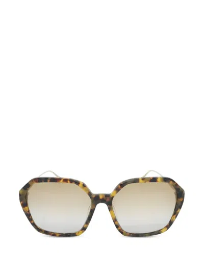Mcm Tortoiseshell-effect Geometric-frame Sunglasses In Brown