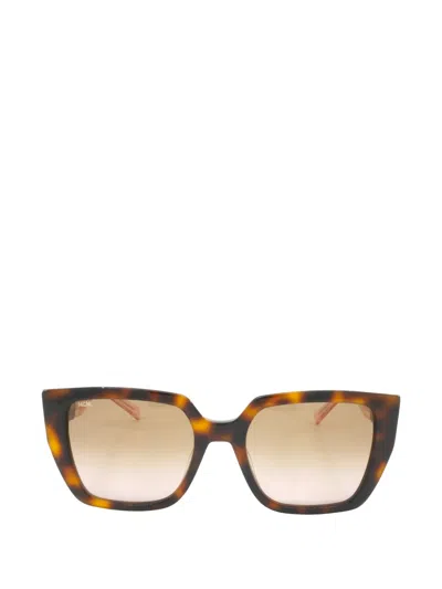 Mcm Tortoiseshell-effect Geometric-frame Sunglasses In Multi