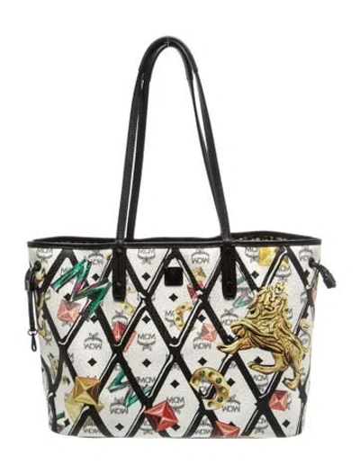 Pre-owned Mcm Tote In Gold/white