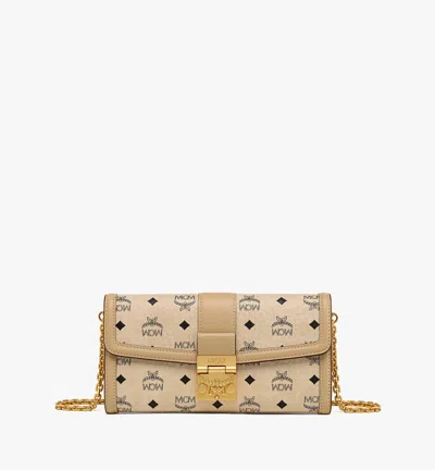Mcm Tracy Chain Wallet In Visetos In Beige + Black