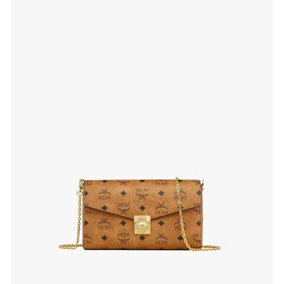 Mcm Tracy Chain Wallet In Visetos In Orange