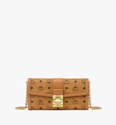 Mcm Tracy Chain Wallet In Visetos In Cognac