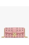 Mcm Tracy Large Monogram Wallet On Chain In Pink
