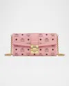 Mcm Tracy Large Monogram Wallet On Chain In Soft Pink