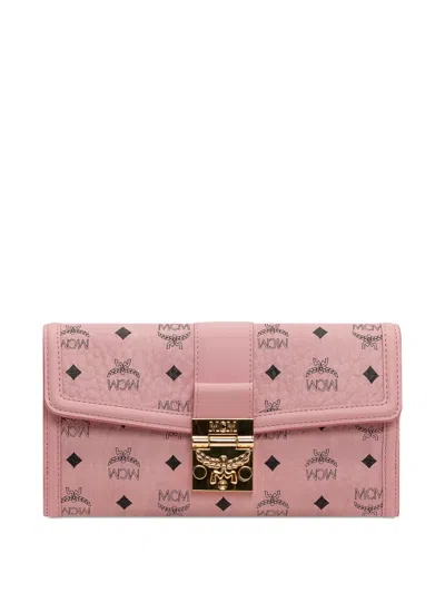 Mcm Tracy Monogram Clasp Wallet In Pink