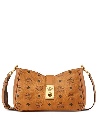 Mcm Tracy Small Visetos Leather Shoulder Bag In Brown