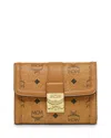 Mcm Small Tracy Visetos-print Wallet In Cognac