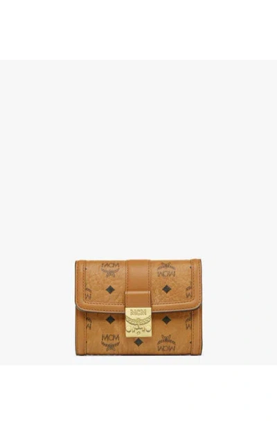 Mcm Small Tracy Visetos-print Wallet In Cognac