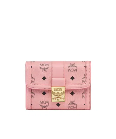 Mcm Tracy Trifold Wallet In Visetos In Pink
