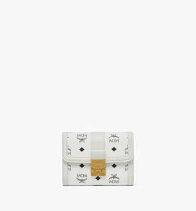 Mcm Tracy Trifold Wallet In Visetos In White