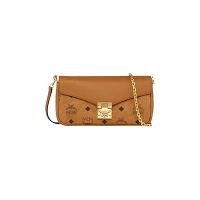 Pre-owned Mcm Tracy Vi Leather Mix Mini Crossbody Bag 'cognac' | Tan | Men's Size Onesize In Brown