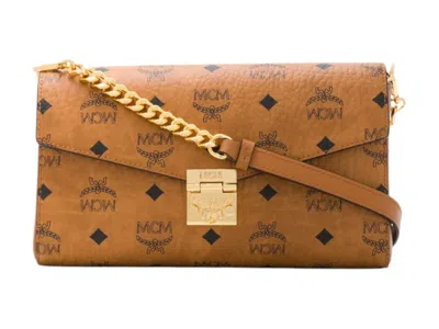 Pre-owned Mcm Tracy Vi Medium Crossbody In Cognac