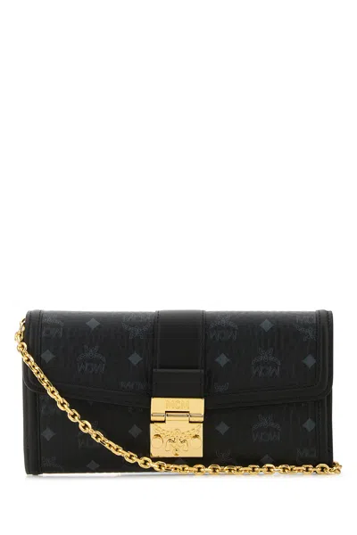 Mcm Tracy Chain Wallet In Embossed Monogram Leather In Black