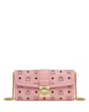 Mcm Tracy Large Monogram Wallet On Chain In Soft Pink