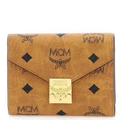 Mcm Tracy Visetos Trifold Wallet In Brown