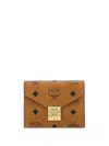 Mcm Logo Printed Wallet In Brown