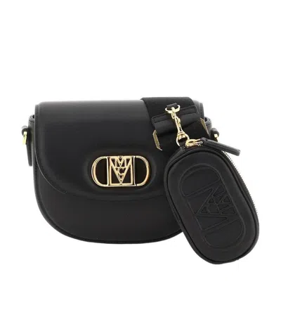 Mcm Travia Logo Plaque Mini Shoulder Bag In Black