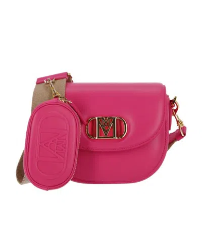 Mcm Travia Logo Plaque Mini Shoulder Bag In Pink