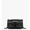 Mcm Travia Studded Shoulder Bag In Crushed Leather In Black