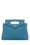 Mcm Turquoise Leather Mini Soft Diamond Handbag