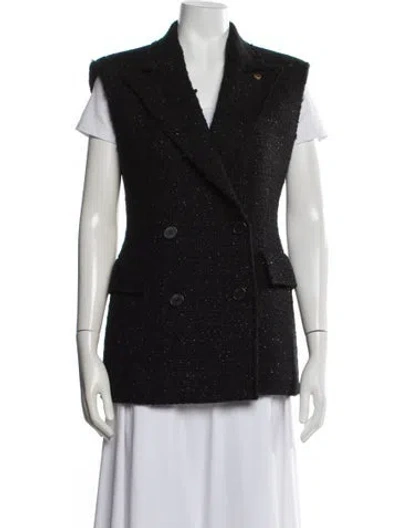 Pre-owned Mcm Tweed Pattern Vest In Black