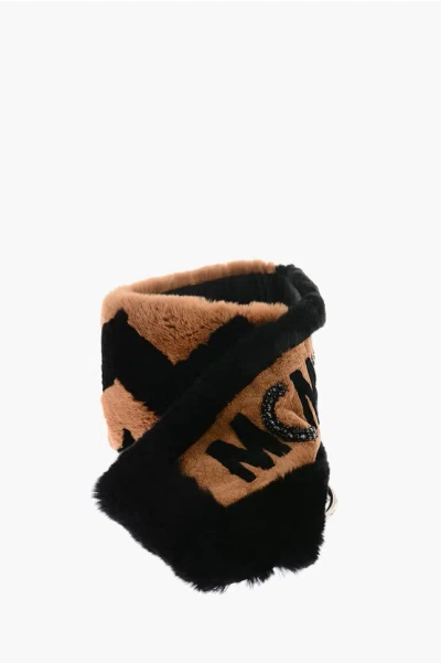 Mcm Two-tone Real Fur Scarf In Brown