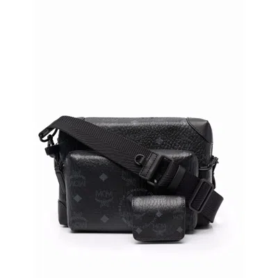 Mcm Unisex Visetos Canvas Crossbody Bag In Black