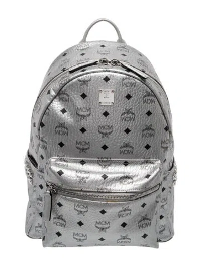 Pre-owned Mcm Vegan Leather In Silver