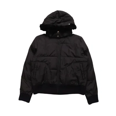 Pre-owned Mcm Vintage  Puffer Hood Fur Boxy Jacket In Black