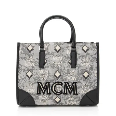 Mcm Vintage Monogram Jacquard Small Tote In Multi