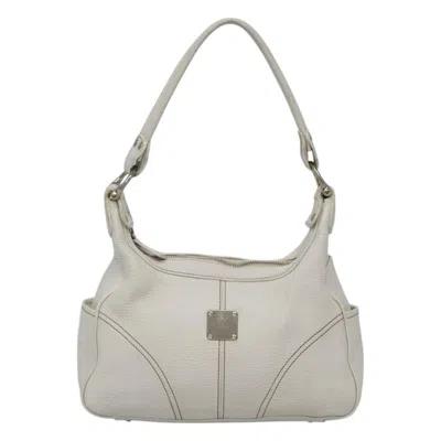 Pre-owned Mcm Vintage Shoulder Bag Leather Leather Shoulder Bag Bag () In White