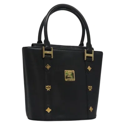 Pre-owned Mcm Vintage Tote Leather Leather Tote Bag Bag () In Black