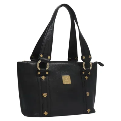 Pre-owned Mcm Vintage Tote Leather Leather Tote Bag Bag () In Black