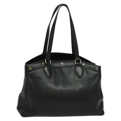Pre-owned Mcm Vintage Tote Leather Leather Tote Bag Bag () In Black