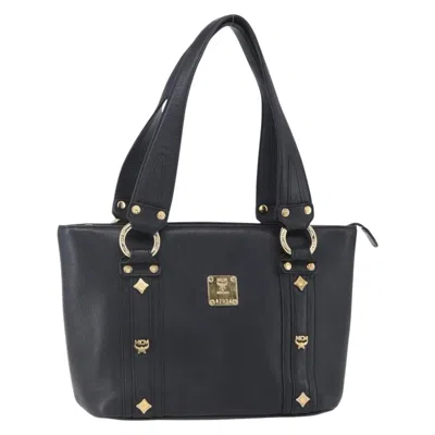Pre-owned Mcm Vintage Tote Leather Leather Tote Bag Bag () In Black