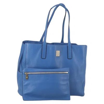 Pre-owned Mcm Vintage Tote Leather Leather Tote Bag Bag () In Blue