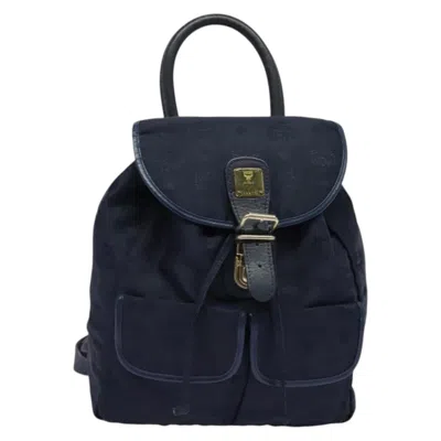 Pre-owned Mcm Vintage Vicetos Backpack Nylon Nylon Backpack Bag () In Blue