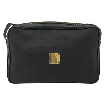 Pre-owned Mcm Vintage Vicetos Pvc Leather Black Canvas Shoulder Bag Bag ()