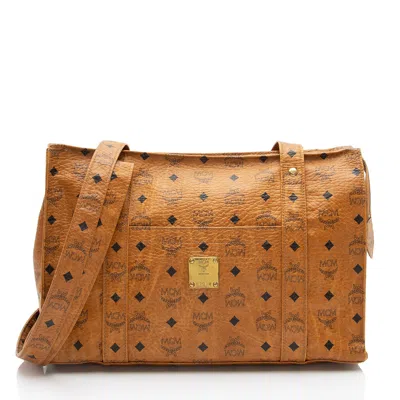 Mcm Vintage Visetos Heritage Medium Shopper Tote In Brown