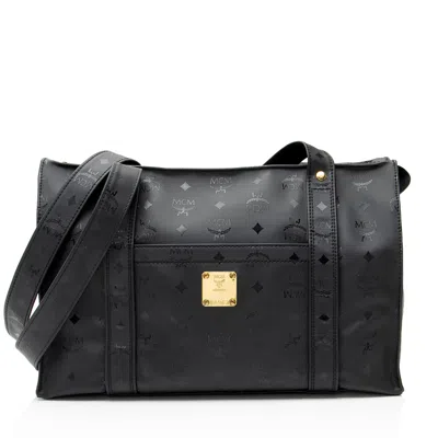 Mcm Vintage Visetos Medium Shopper Tote In Black