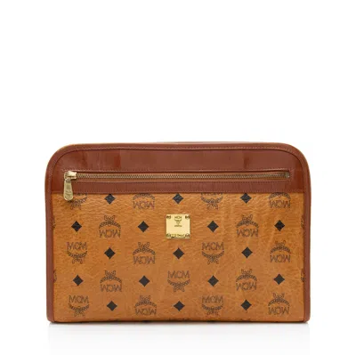 Mcm Vintage Visetos Portfolio Clutch In Brown