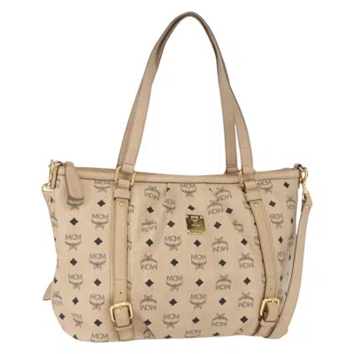 Pre-owned Mcm Vintage Visetos Tote Bag Canvas Beige Pvc Tote Bag Bag () In Sand