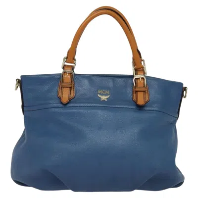 Pre-owned Mcm Vintage Visetos Tote Bag Canvas Leather Tote Bag Bag () In Blue