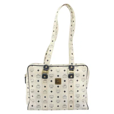 Pre-owned Mcm Vintage Visetos Tote Bag Leather White Leather Tote Bag Bag ()